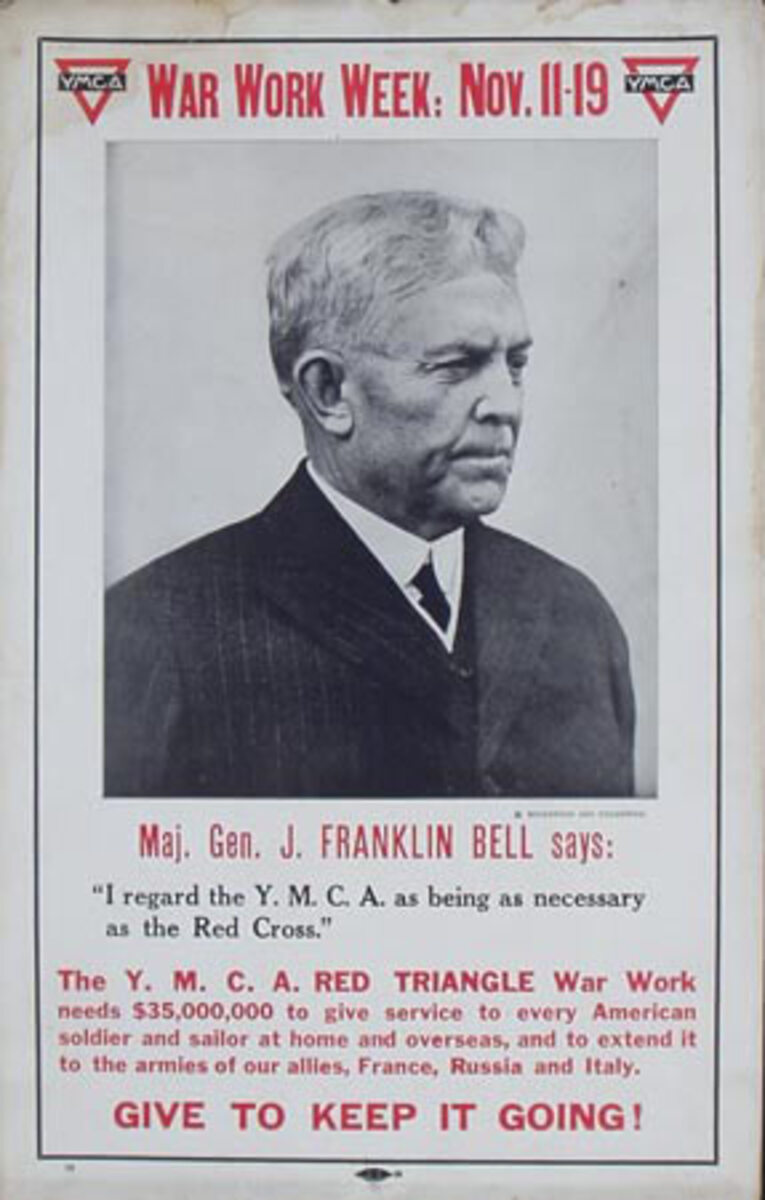 YMCA General Bell War Work Week, Original Vintage WWI Poster
