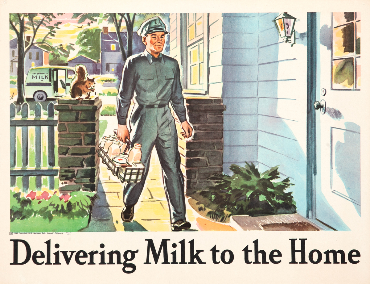 Delivering Milk to the Home Original Dairy Council Promotional Poster