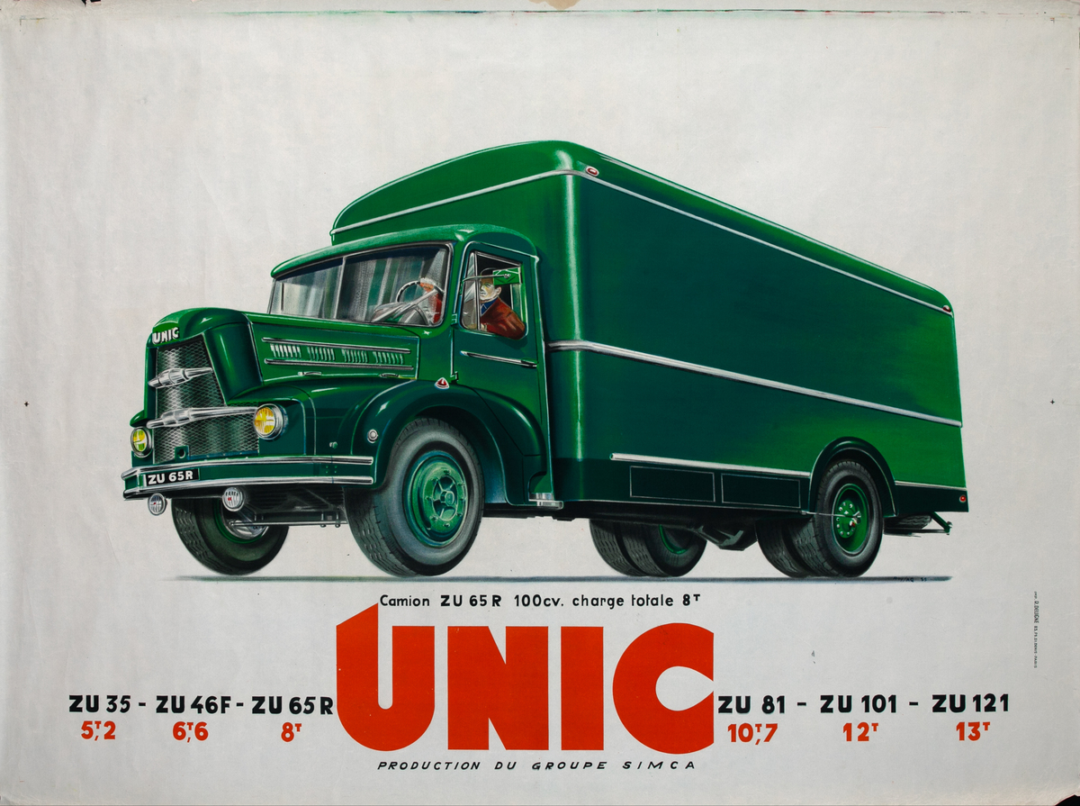 Unic Truck Original Vintage Poster Green Zu's 