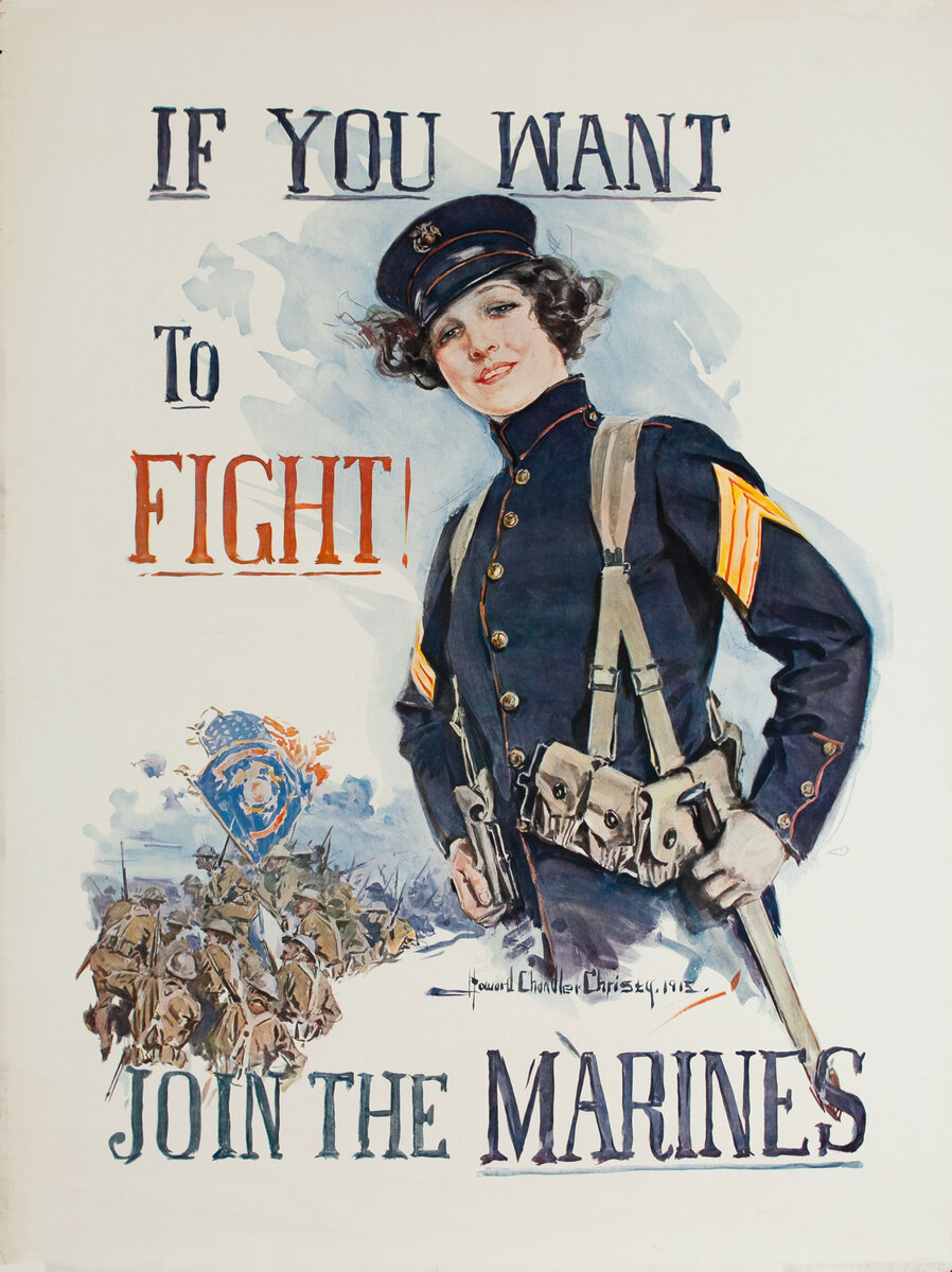 If You Want To Fight Join The Marines Original WWI Recruiting Poster