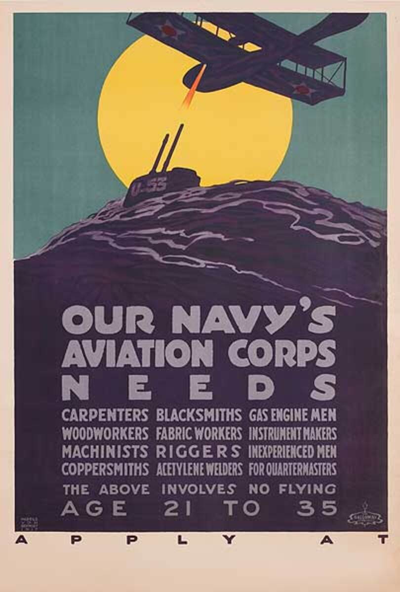 Our Navy's Aviation Corp Needs Original WWI Recruiting Poster