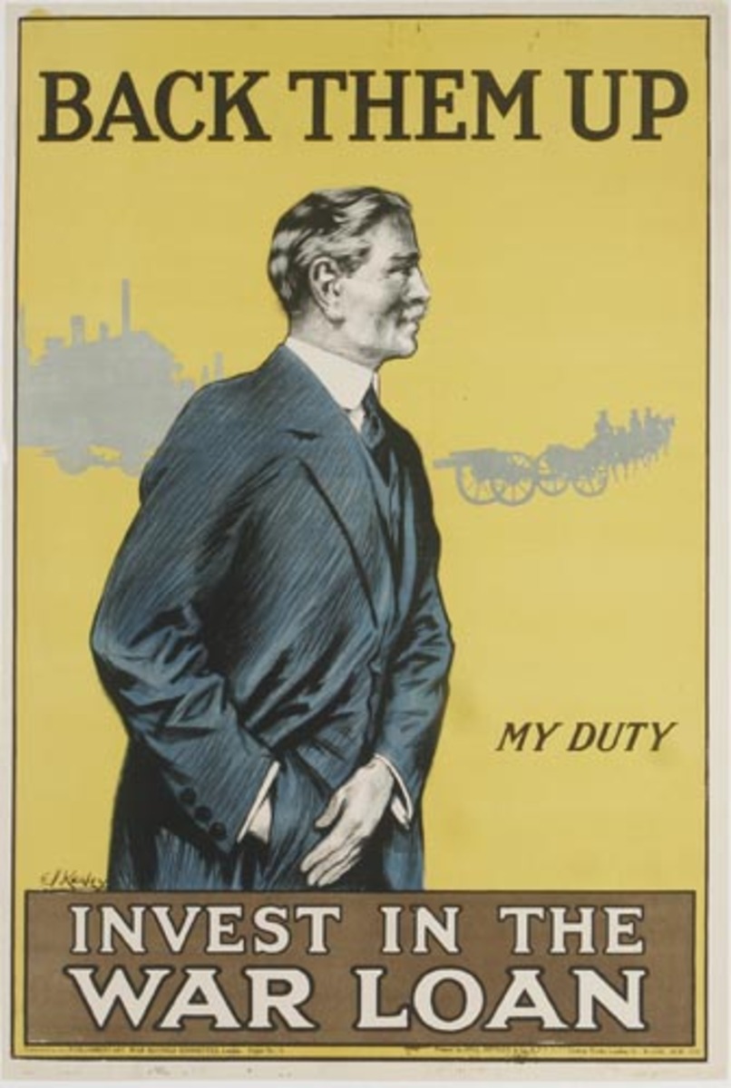 Back Them Up Invest In The War Loan Original WWI British Poster