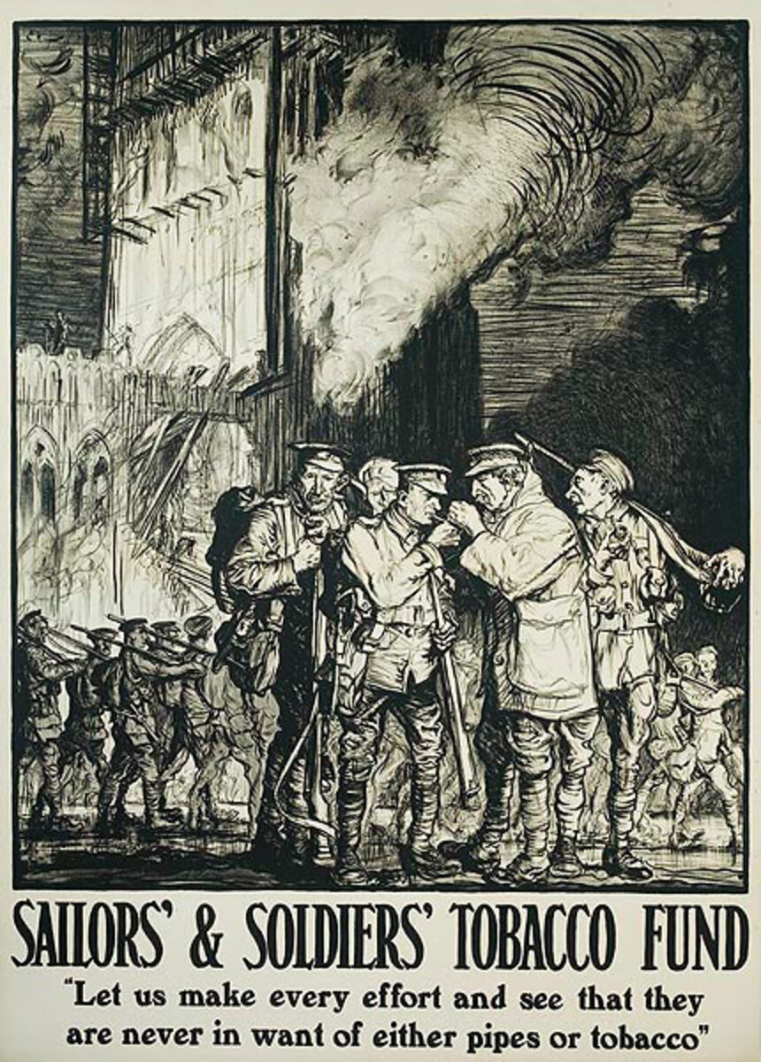 Soldier's and Sailor's Tobacco Fund Original WWI British War Poster