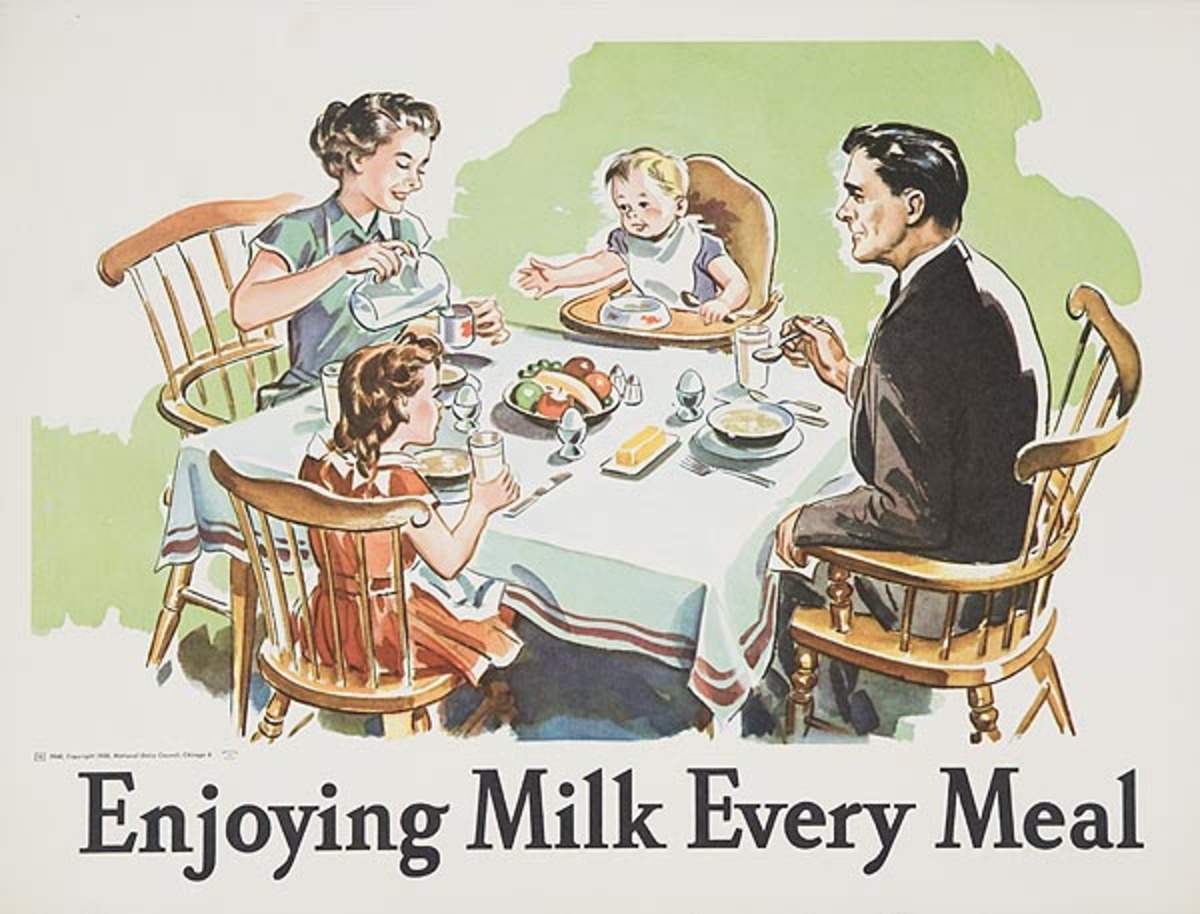 Enjoying Milk at Every Mail Original Dairy Council Promotional Poster