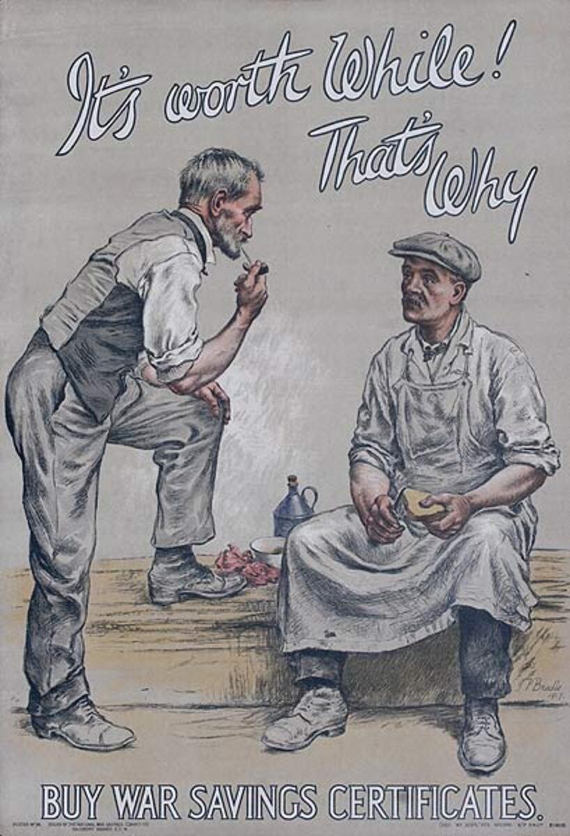 It's Worth While That Way, Original British WWI War Savings Certificate Poster