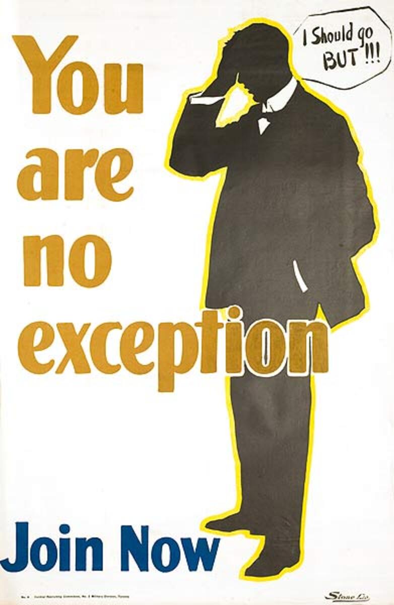 You Are No Exception Original Canadian WWI Recruiting Poster
