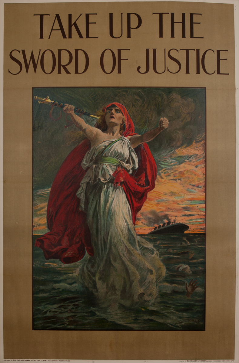 Take up the Sword of Justice Original Vintage British World War One Poster