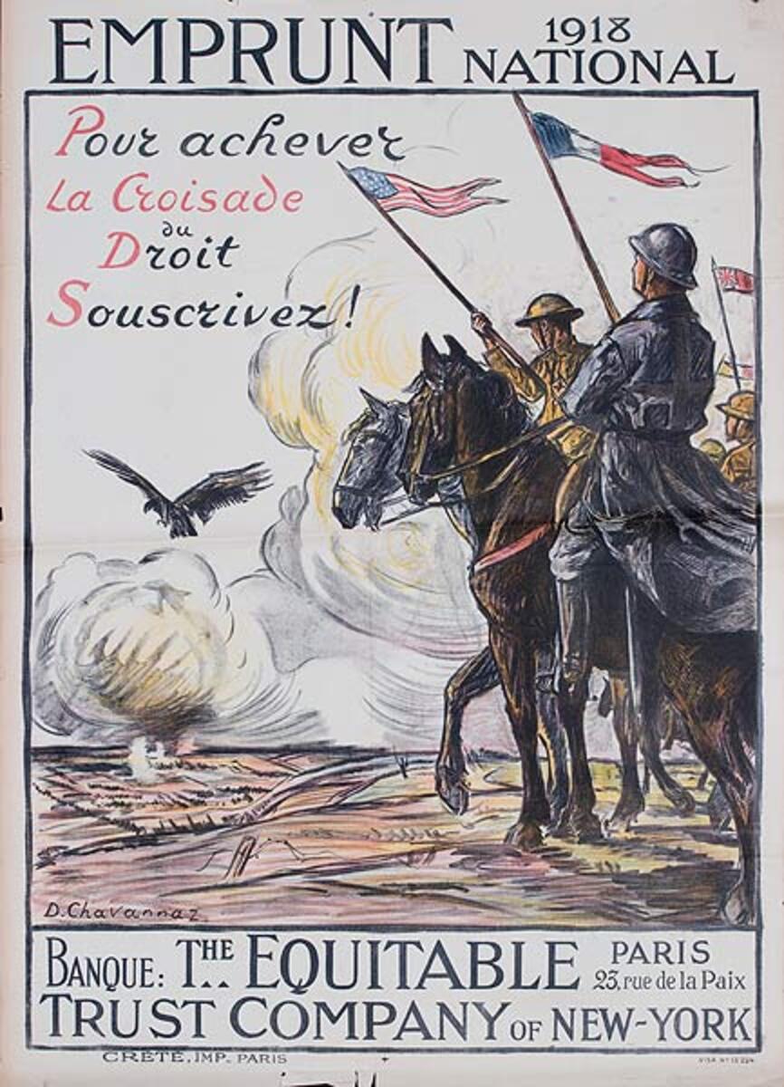 Empunt 1918 National The Equitable Trust Company Original French WWI Poster
