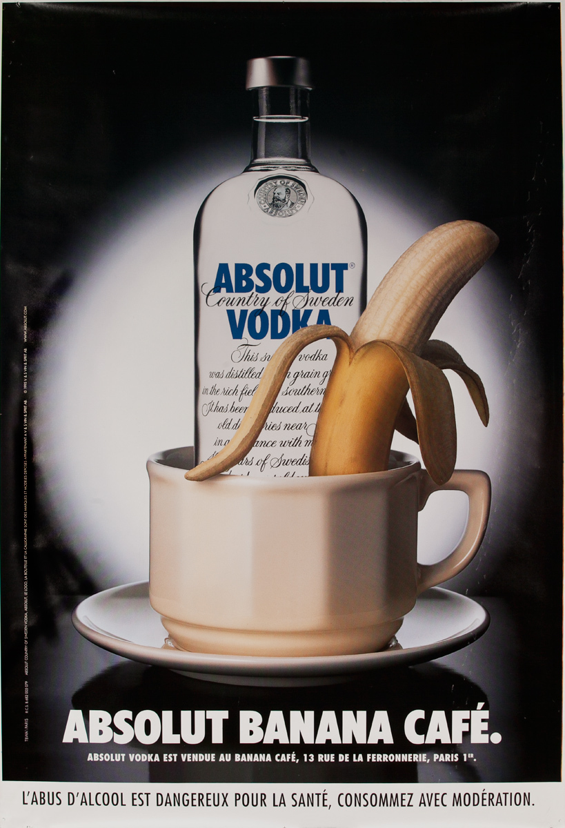 Absolut Vodka Original French Advertising Poster Banana Cafe