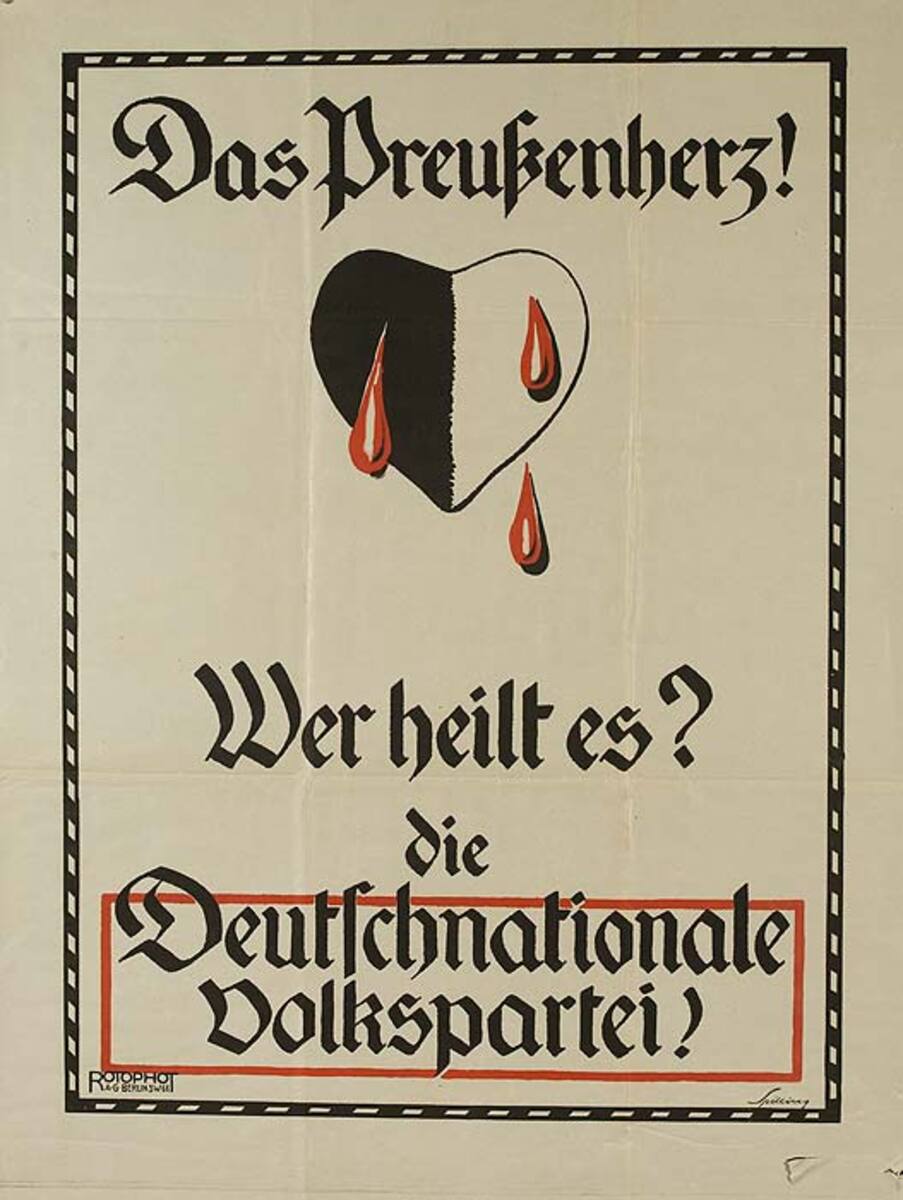 German National Peoples Party Original Political Poster Who Will Heal This