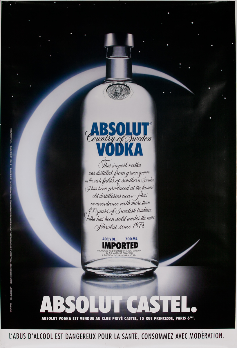 Absolut Vodka Original French Advertising Poster Castel