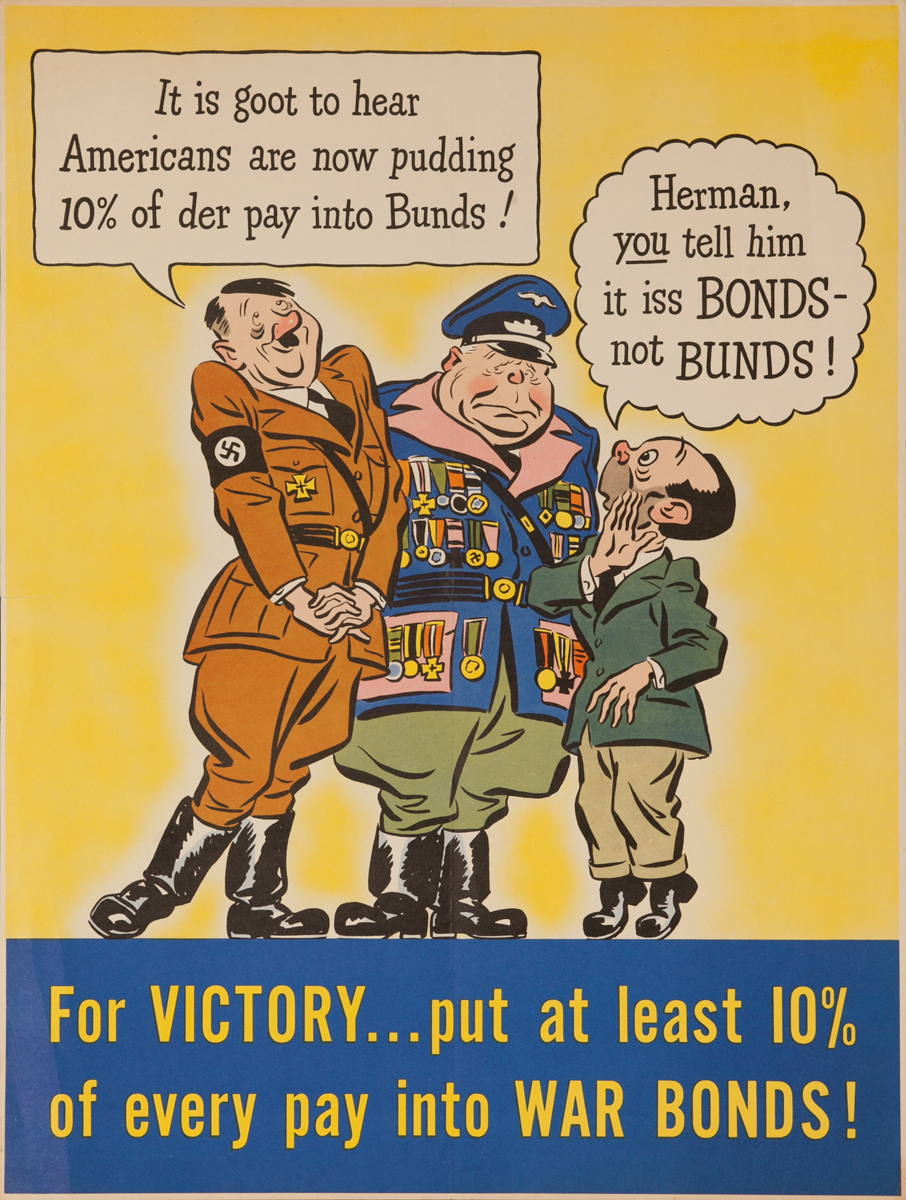 For Victory Put 10% into War Bonds Original American WWII Poster