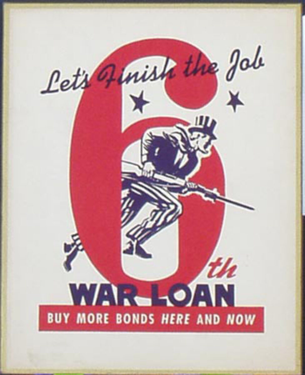 WWII 6th Liberty Loan Minute Man Uncle Sam Card Original Vintage Propaganda Poster