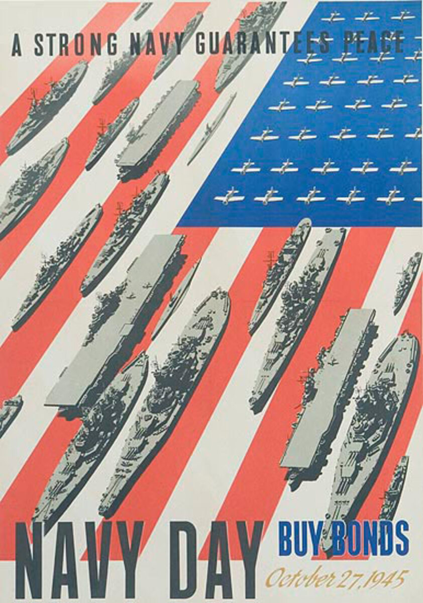 Navy Days 1945 Original WWII American Bond Poster 
