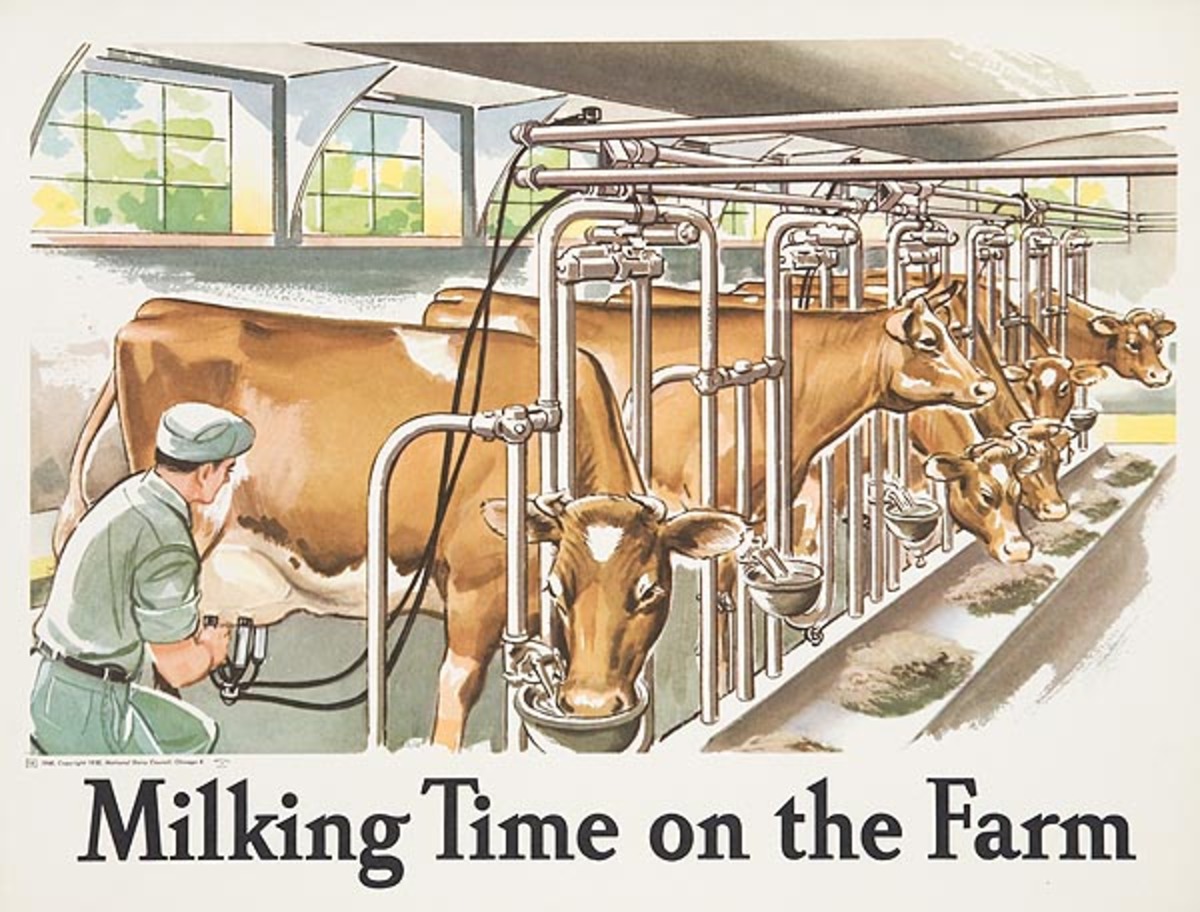 Milking Time On The Farm Original Dairy Council Promotional Poster