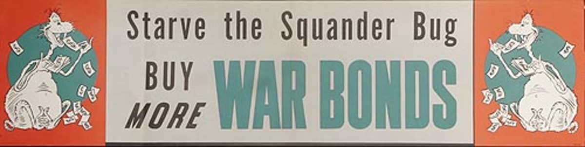 Starve The Squander Bug Original VERY Rare Dr. Seuss Bond Poster
