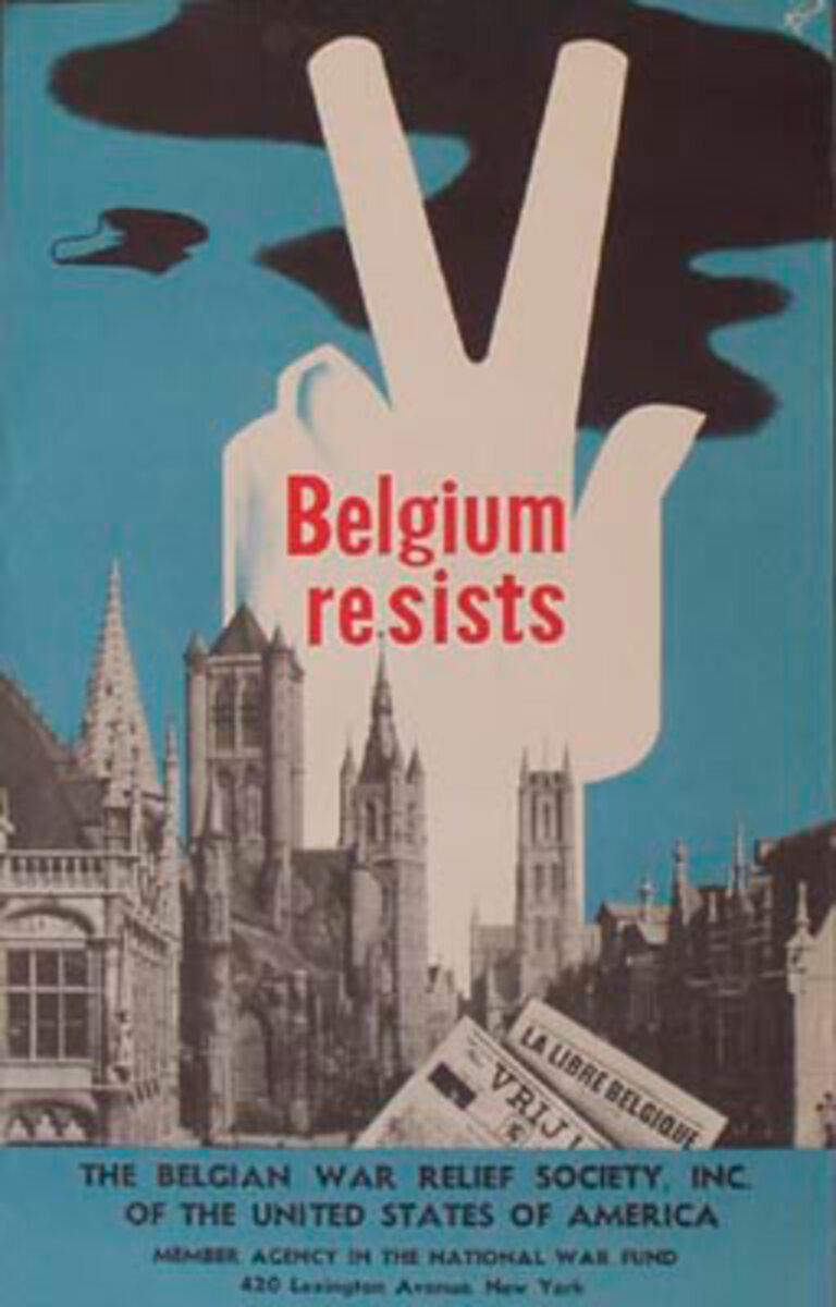 Belgium Resists Original Vintage WWII Poster 