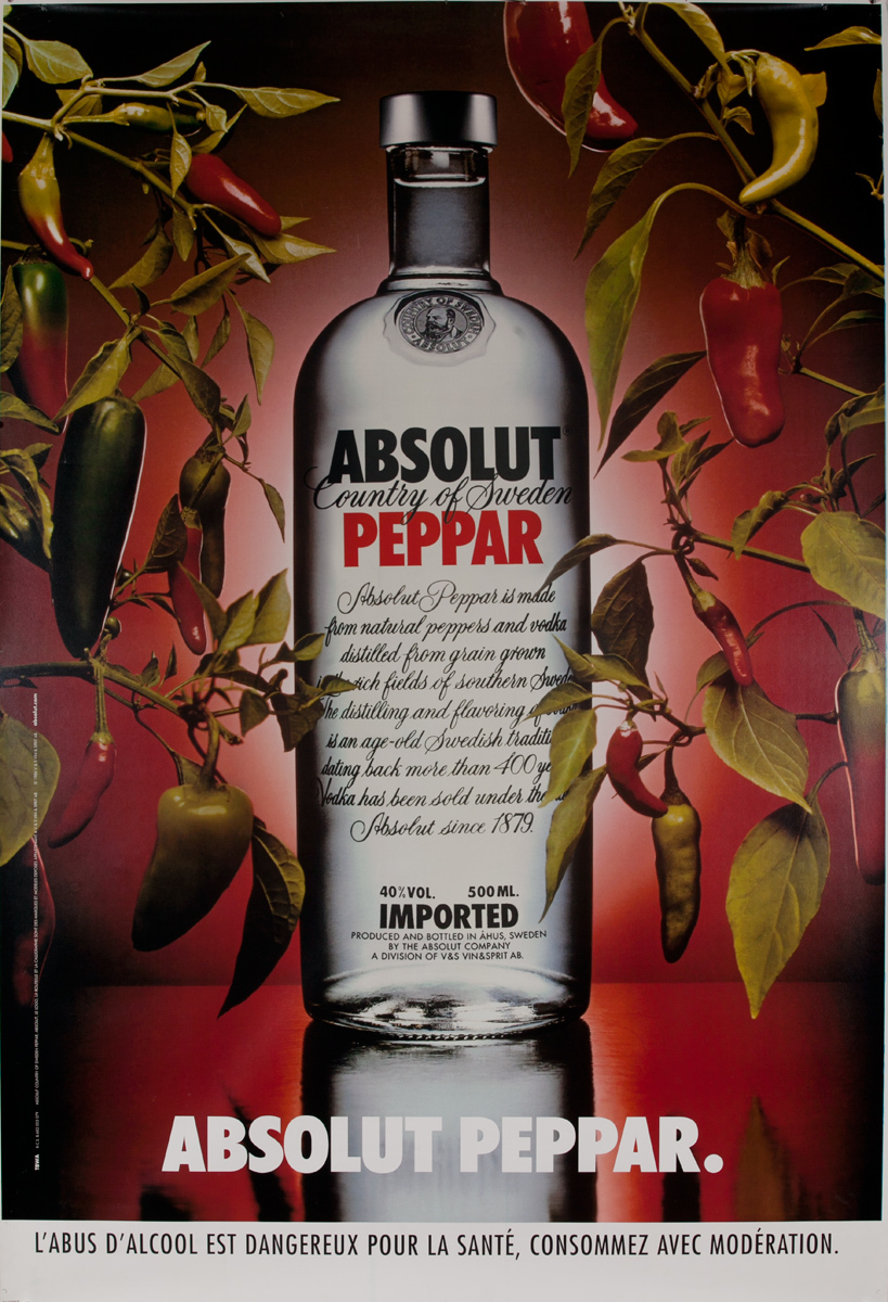 Absolut  Vodka Original French Advertising Poster Pepper