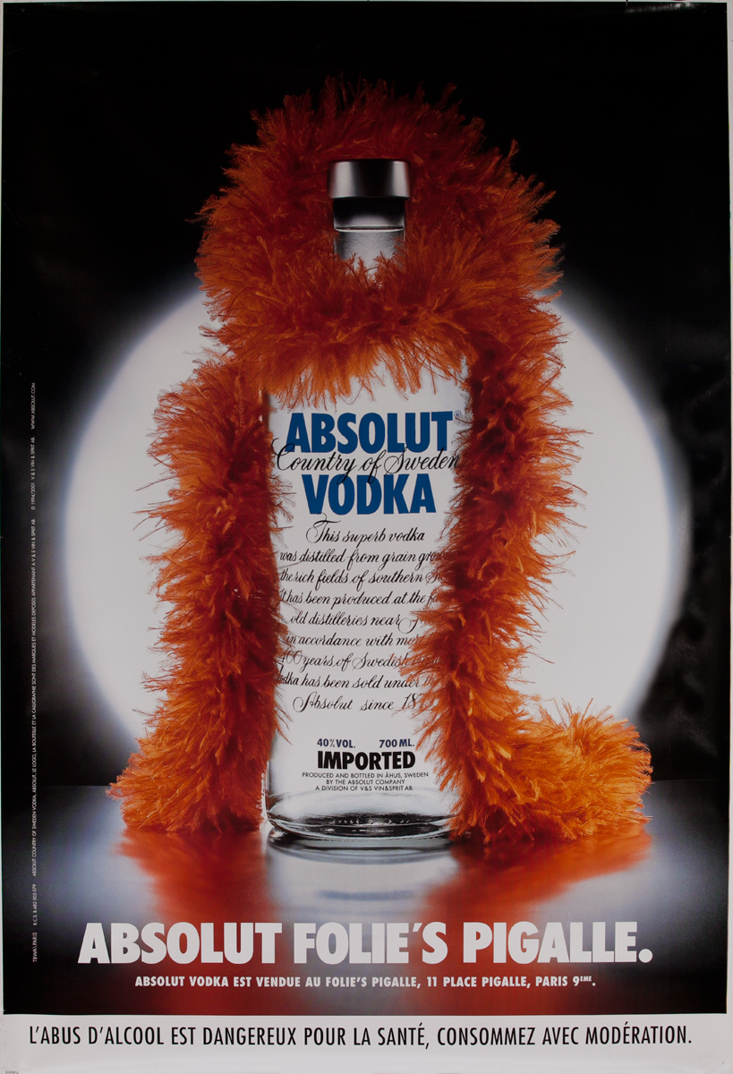 Absolut Vodka Original French Advertising Poster Follies Pigalle