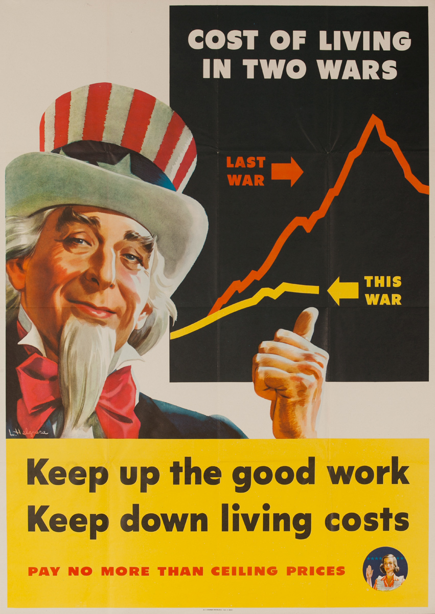 Uncle Sam High Cost of Living Original WWII American Homefront Poster, small size