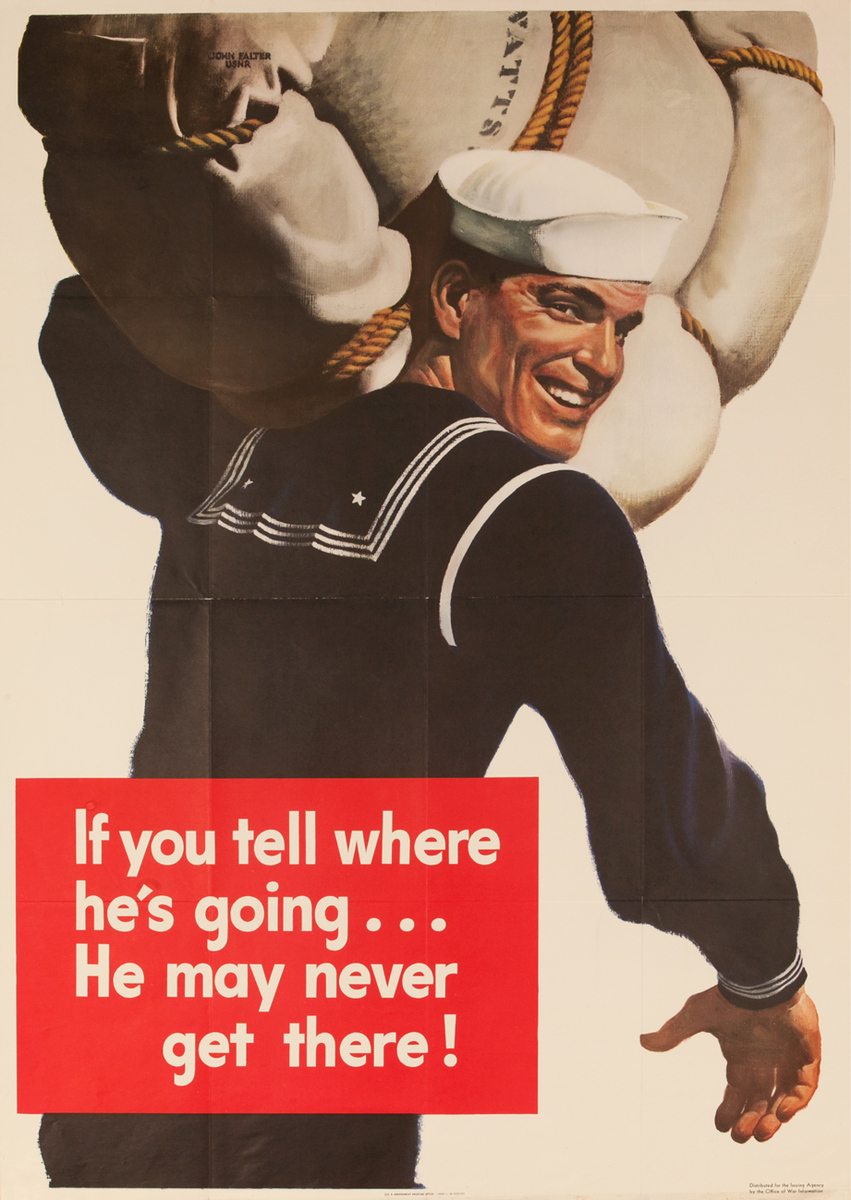 If you tell where he’s going ...He may never get there!, Original WWII Homefront Poster