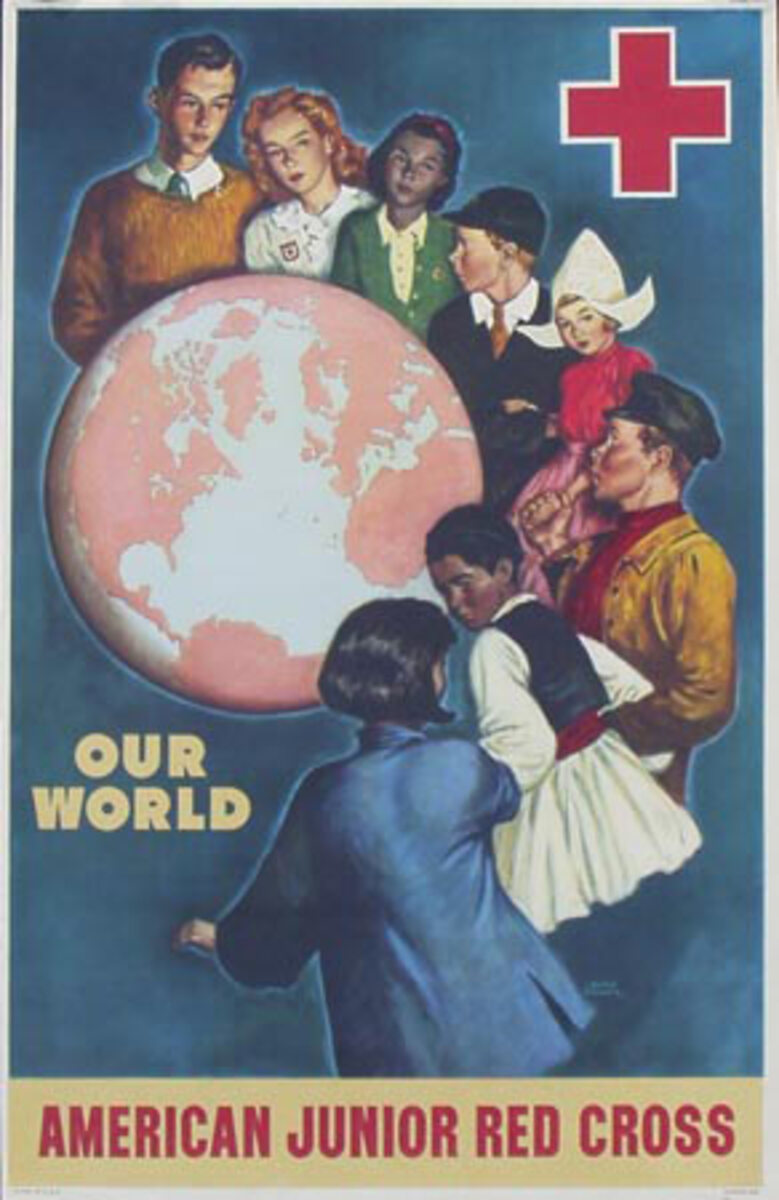 Junior Red Cross Our World Original Vintage World War II Poster
