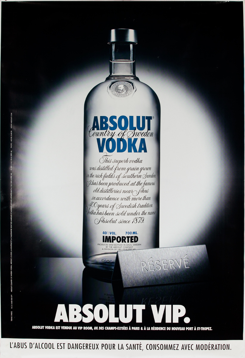 Absolut Vodka Original Advertising Poster VIP