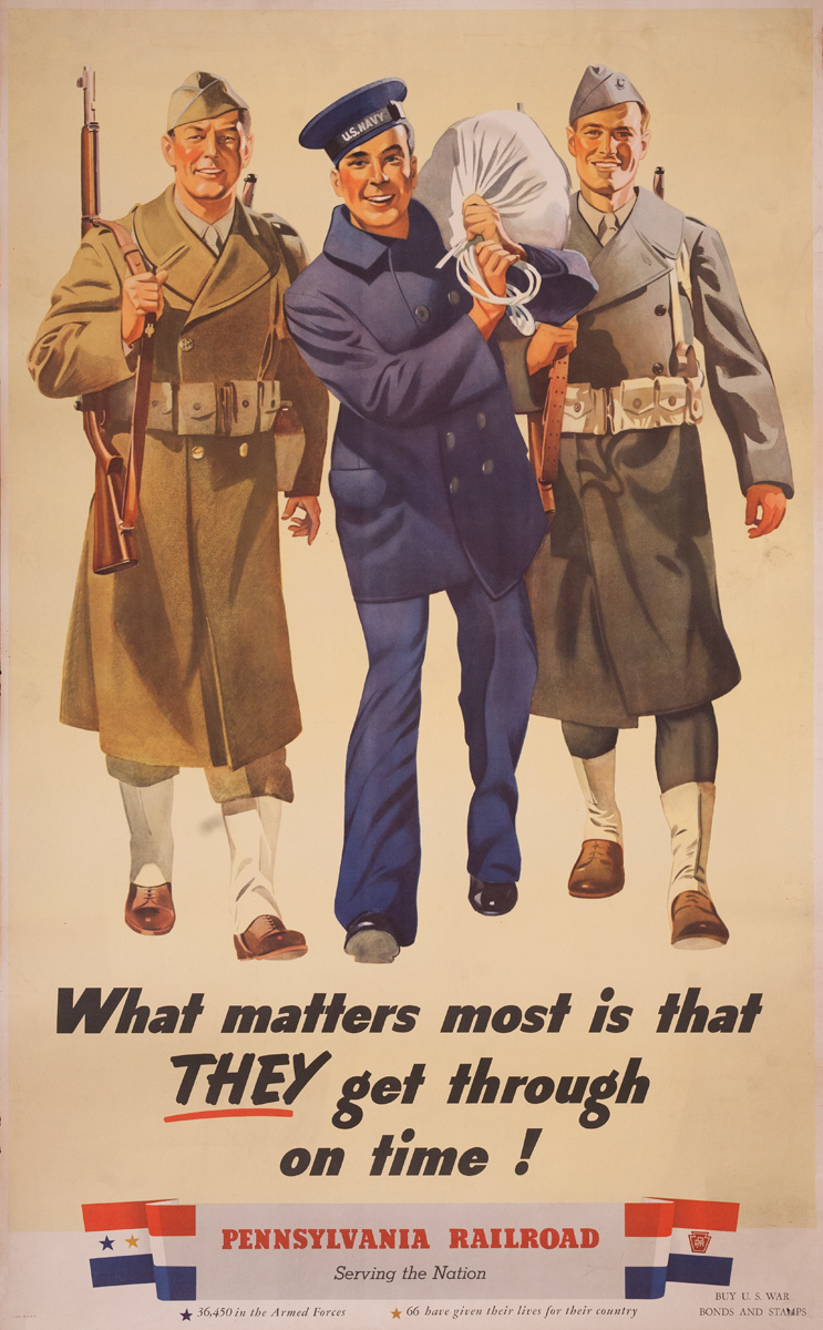 Original Pennsylvania Railroad World War Two Homefront Poster What Matters Most is That They Get Through