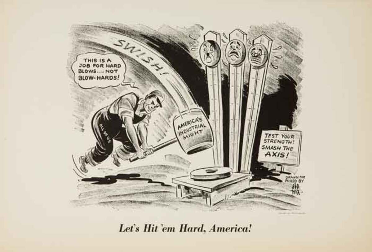 Let's Hit em Hard America Original WWII Philco Propaganda Poster