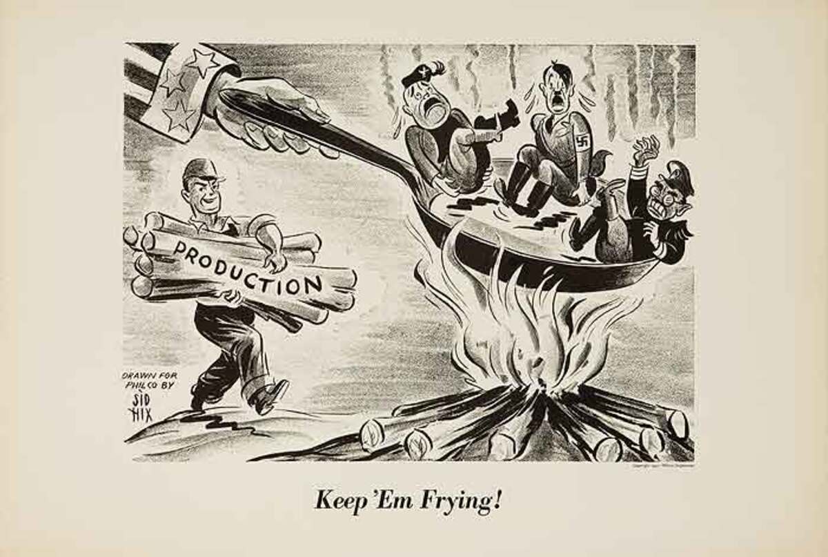 Keep 'Em Frying Original WWII Philco Propaganda Poster