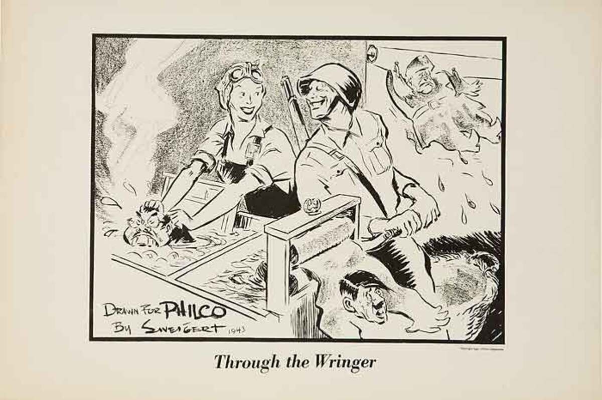 Through The Wringer Original WWII Philco Propaganda Poster