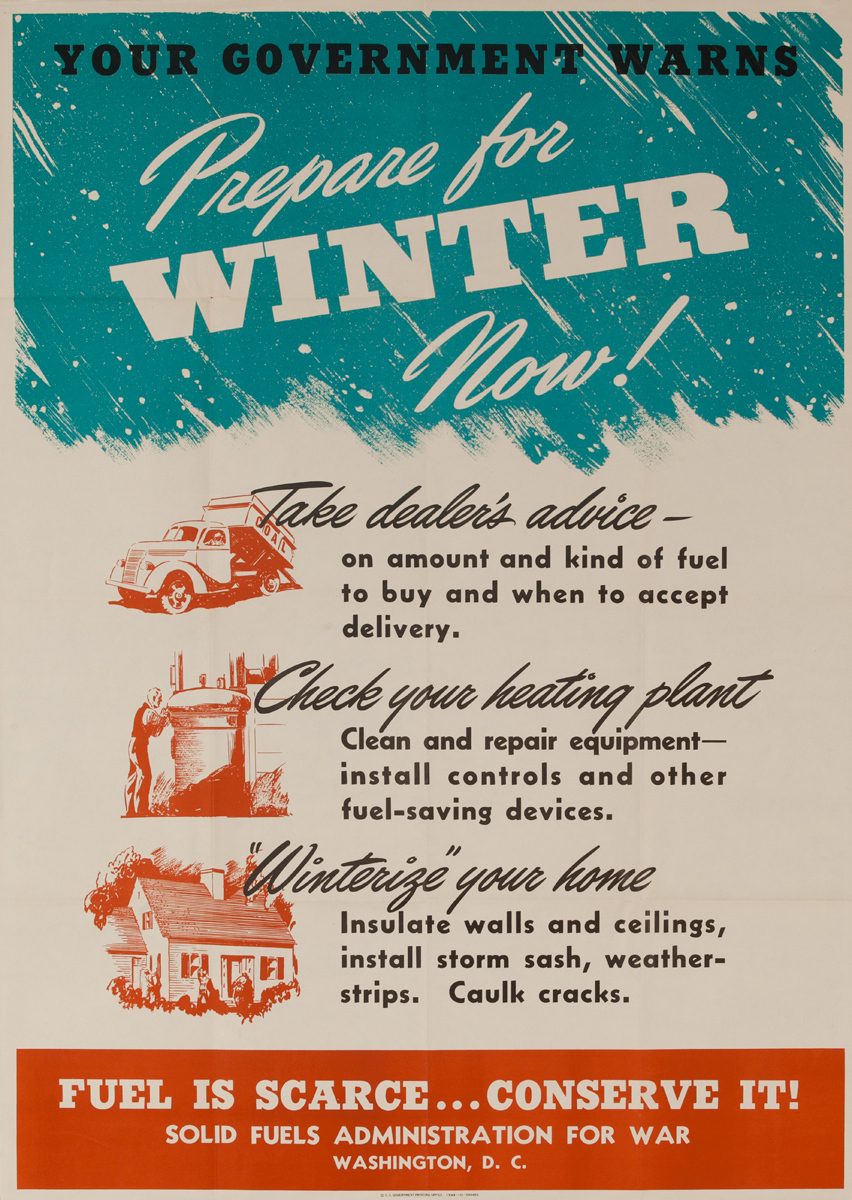 Prepare For Winter Original Vintage WWII Poster 
