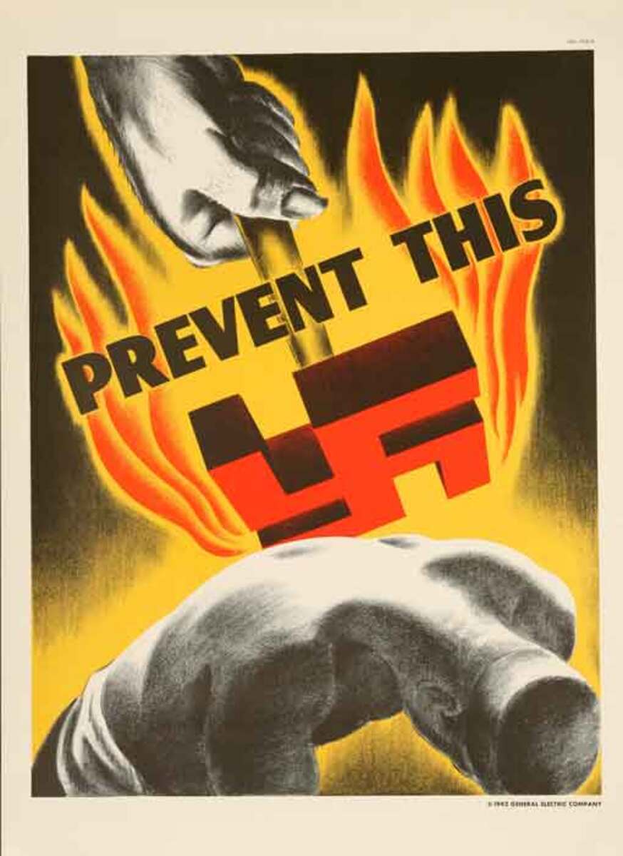 Prevent This WWII General Electric Homefront Poster Swaztika small size