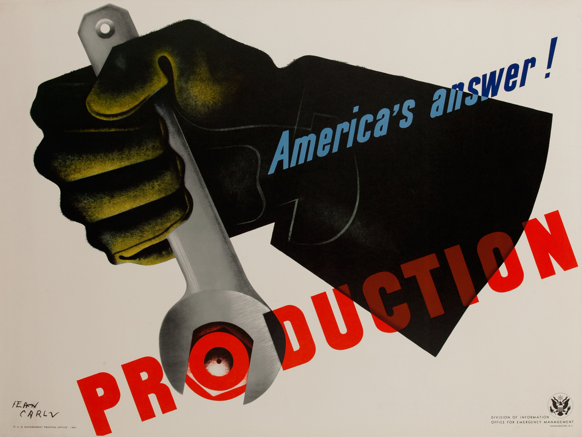 Production (Carlu) Original Vintage WWII Poster 