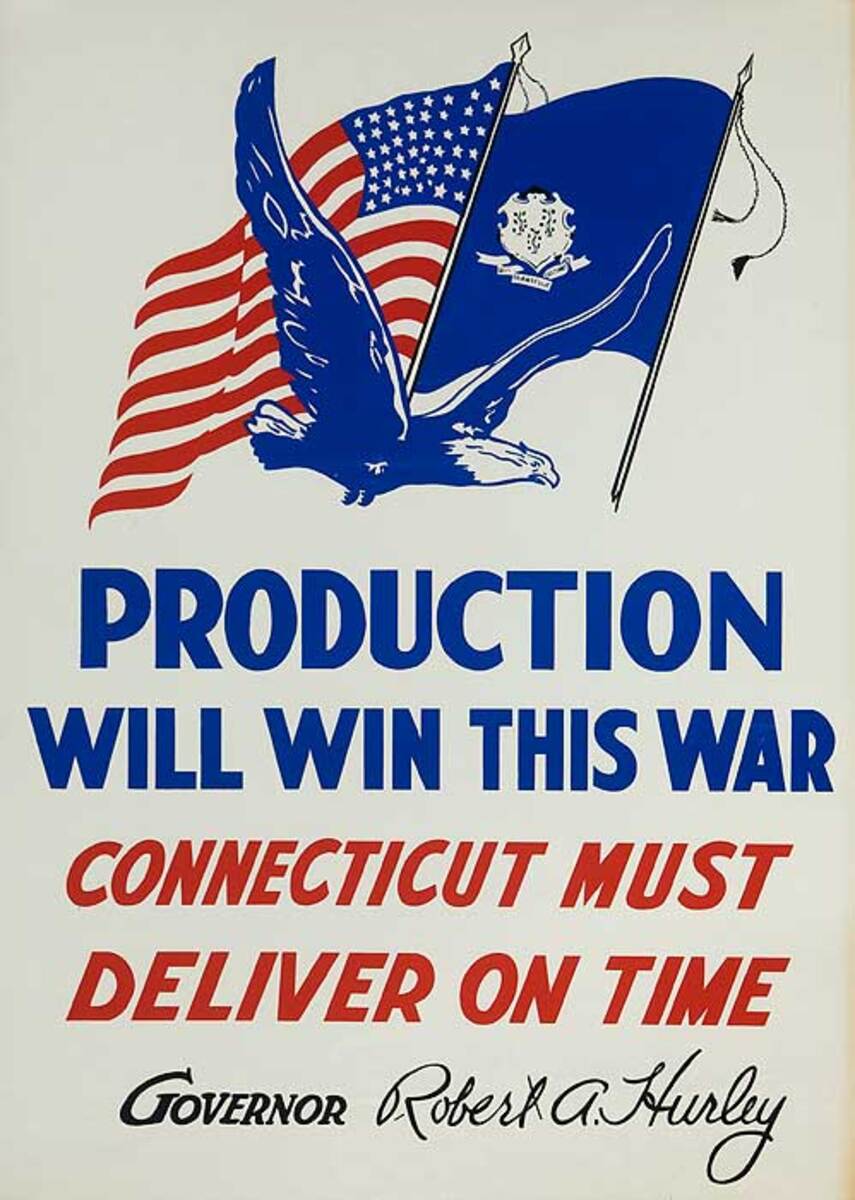 Production Will Win This War Original American WWII Homefront Poster