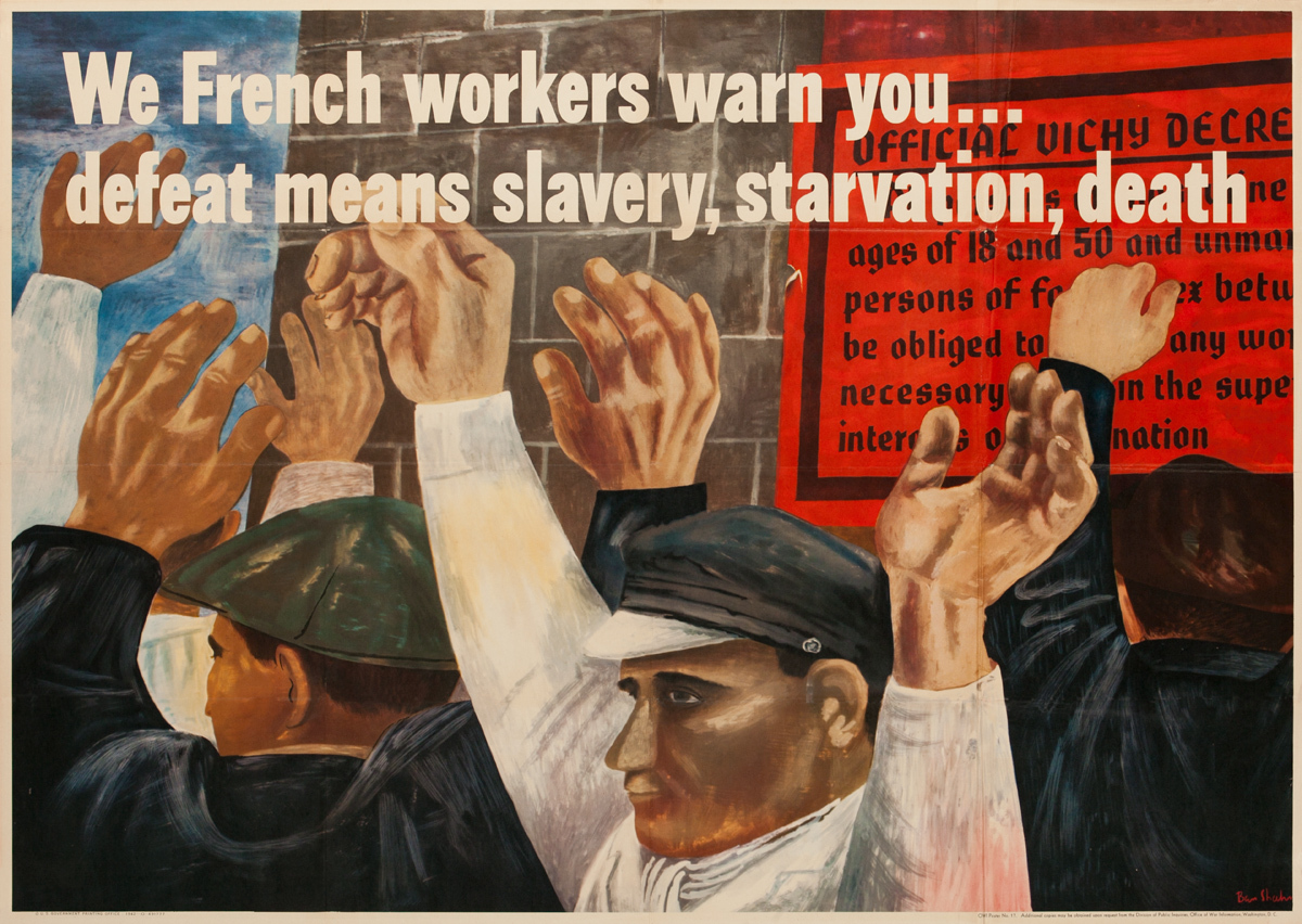 We French Workers Original Vintage WWII Poster 