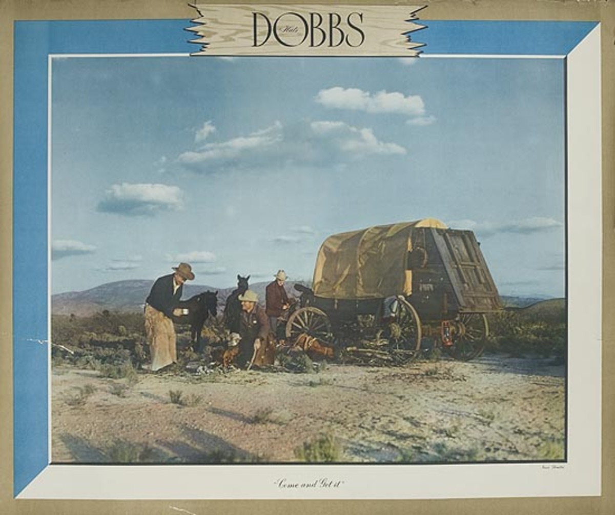Dobbs Hat Original American Advertising Poster Chuck Wagon