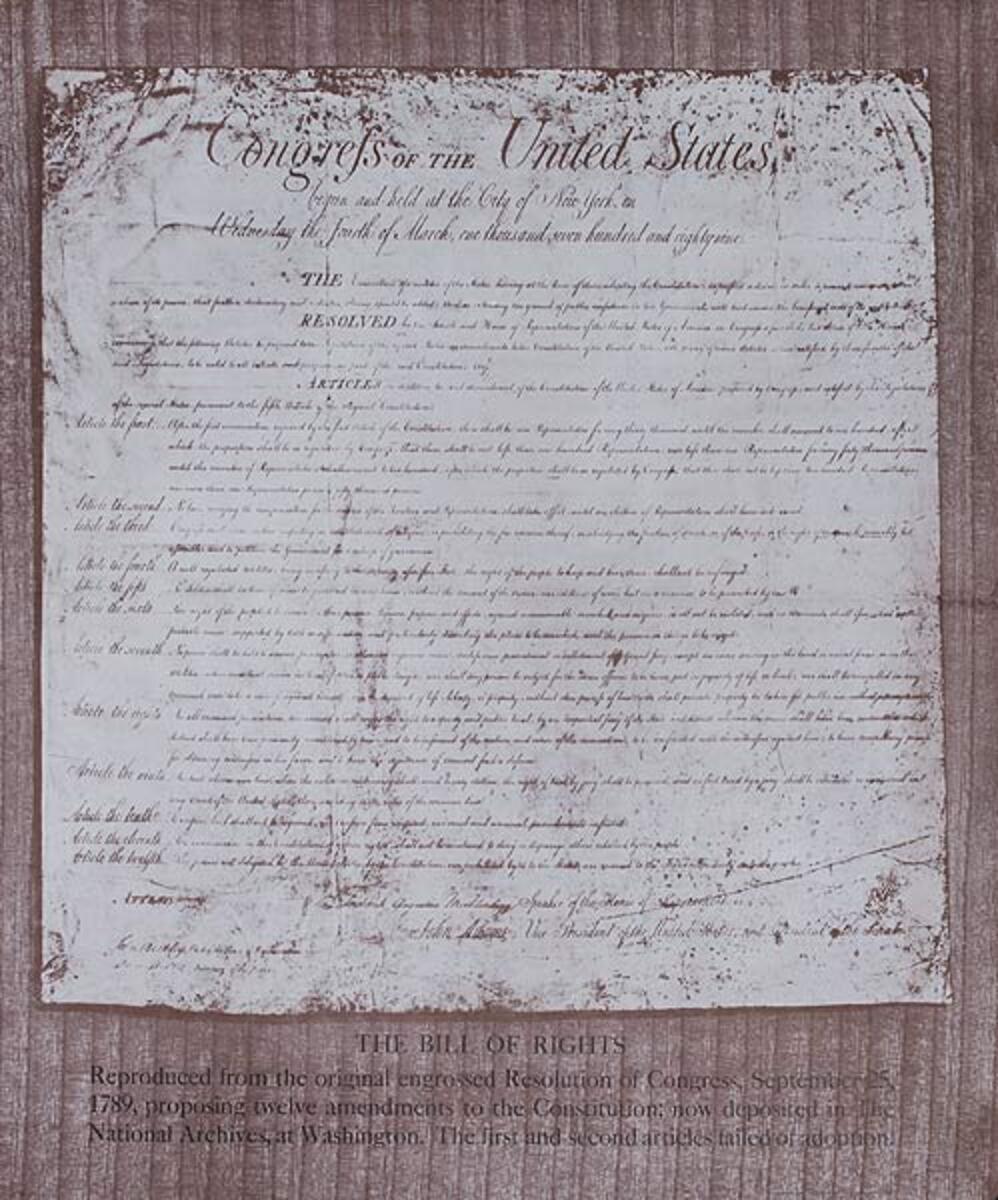 The Bill of Rights Original US Government Issued Propaganda Poster