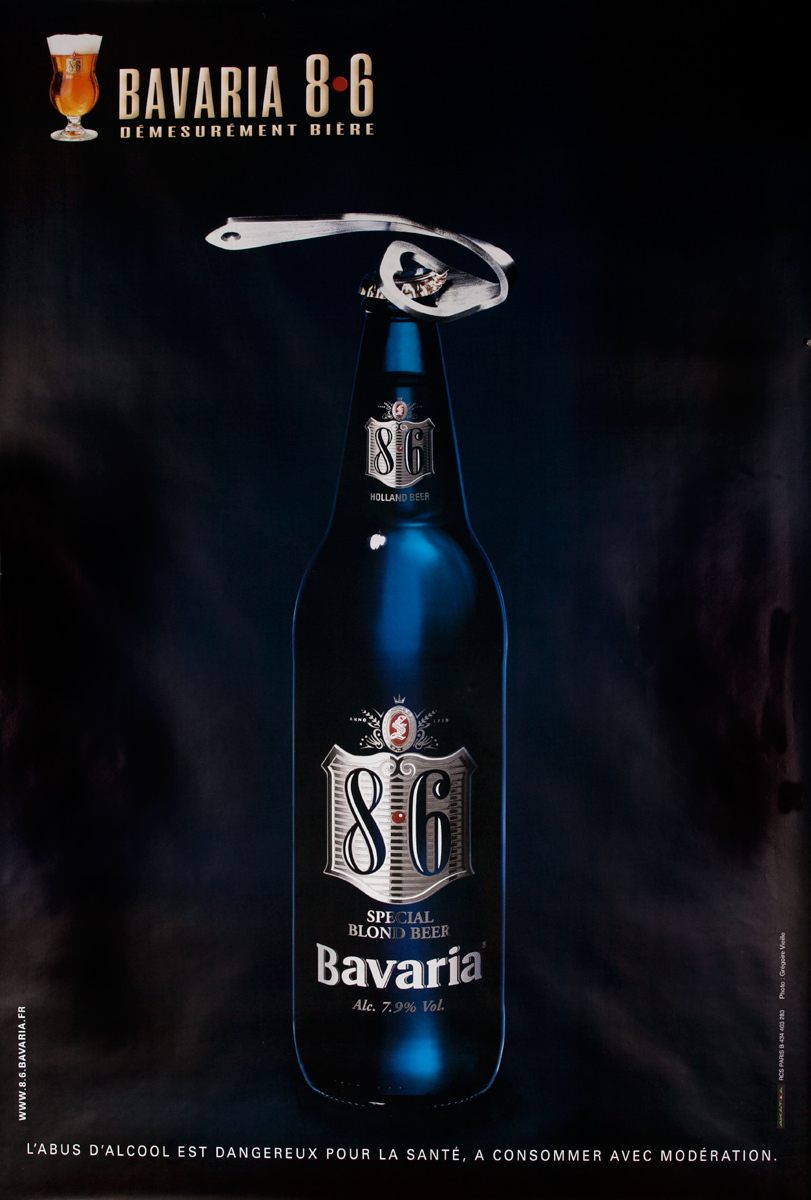 Bavaria 86 Beer Twisted Bottle Opener Original Vintage Advertising Poster
