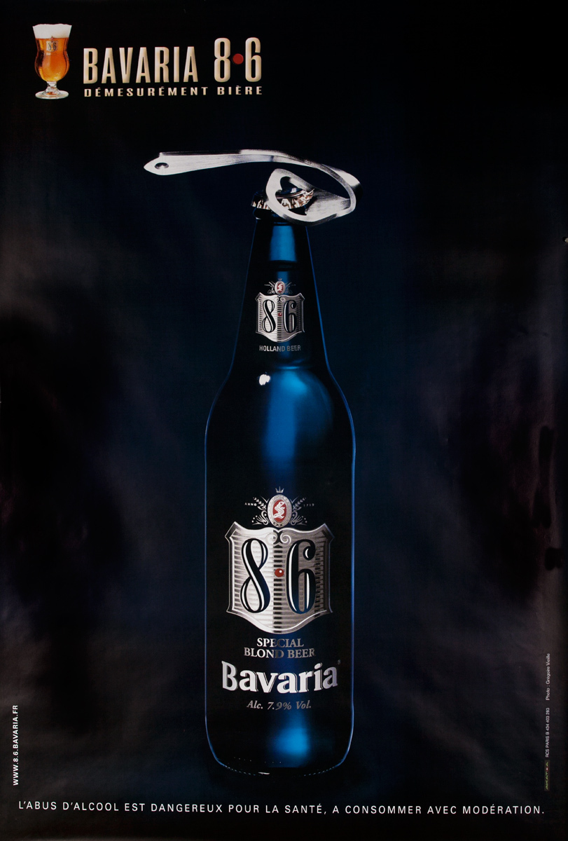 Bavaria 86 Beer Twisted Bottle Opener Original Advertising Poster