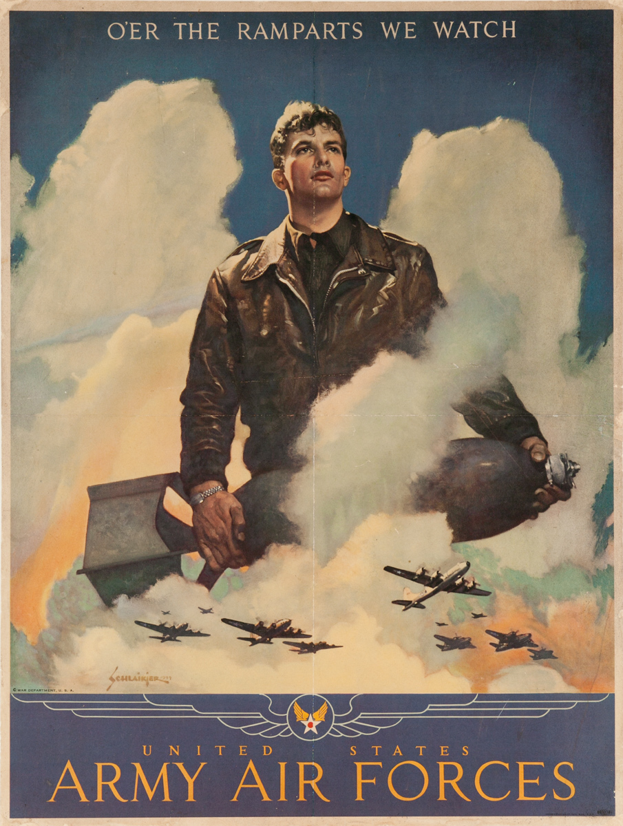 Army Air Forces Original Vintage World War Two Poster Oer the Ramparts