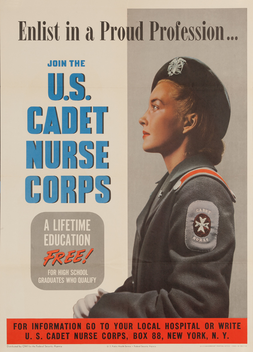 Enlist in a Proud Profession, Join the U.S. Cadet Nurse Corp,  Original WWII Poster 