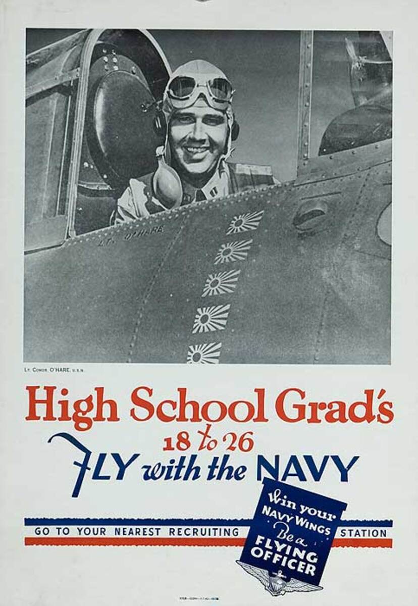 High School Grads Fly With the Navy Original American WWII Recruiting Poster