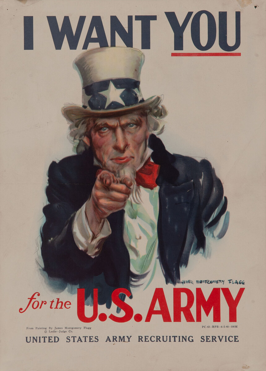 I Want YOU For the Army Original WWII American Recruiting Poster