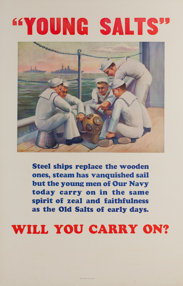 Young Salts Will You Carry On Original American Navy Recruiting Poster