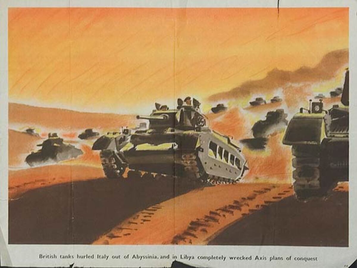 British Tanks In Abyssinia Original WWII British Poster