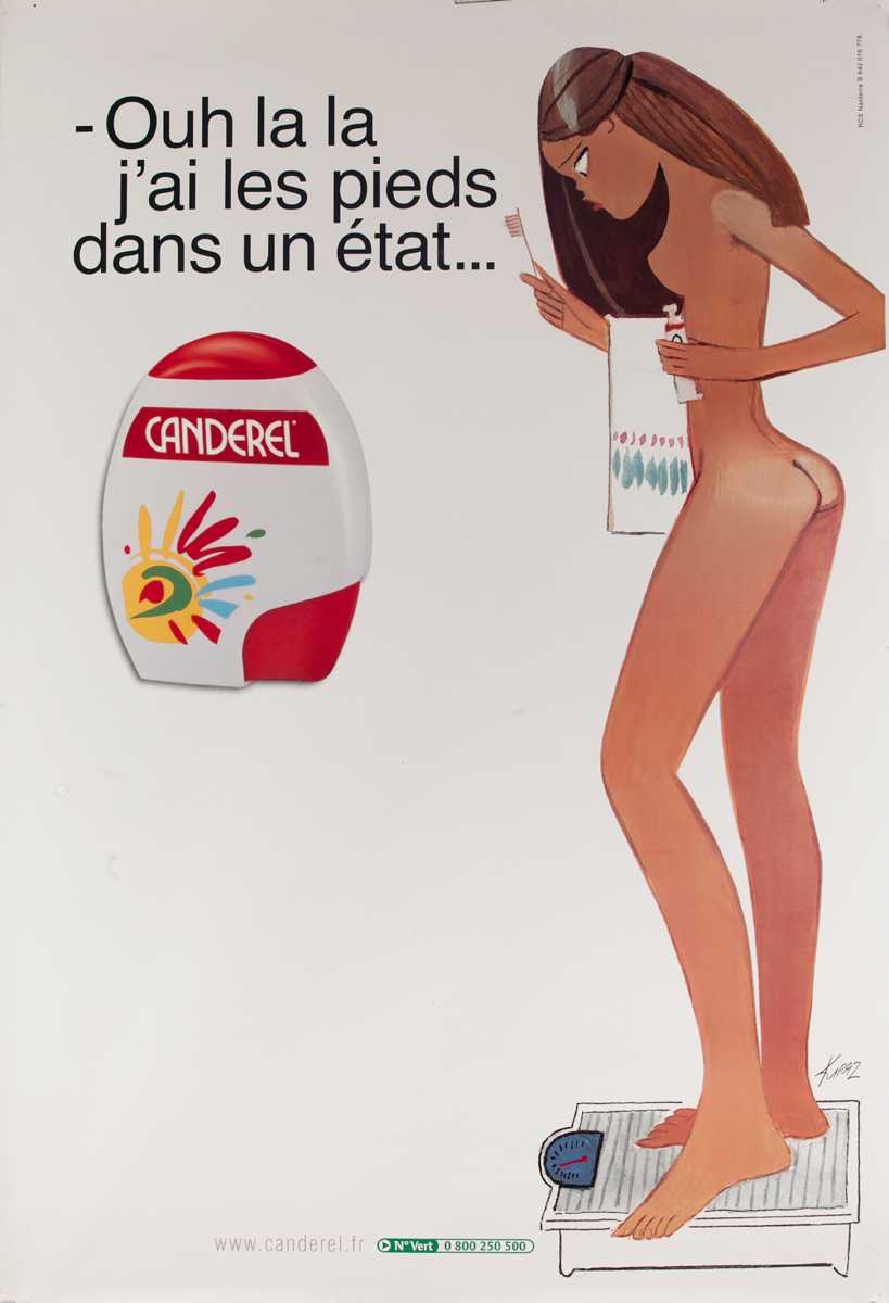 Canderel Scale Original Advertising Poster, Ouh la la, j'ai les pieds dans un etat...