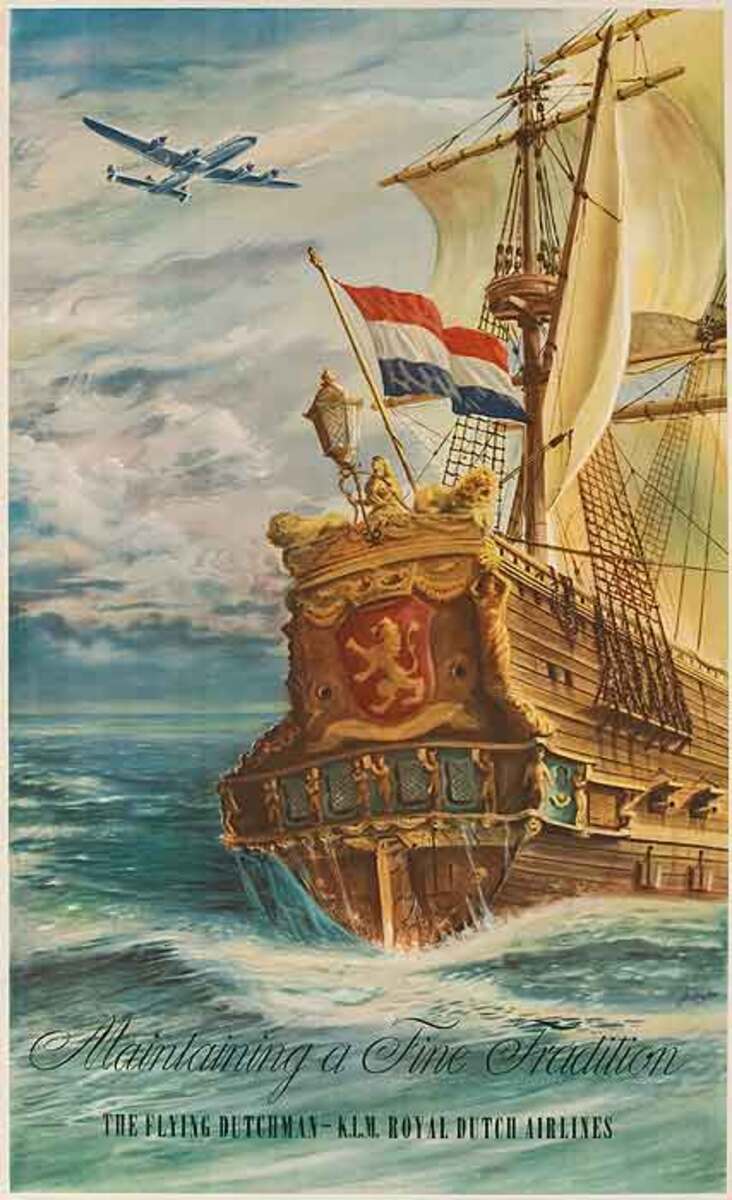 Maintaining a Fine Tradition The Flying Dutchman KLM Royal Dutch Airlines Original Travel Poster