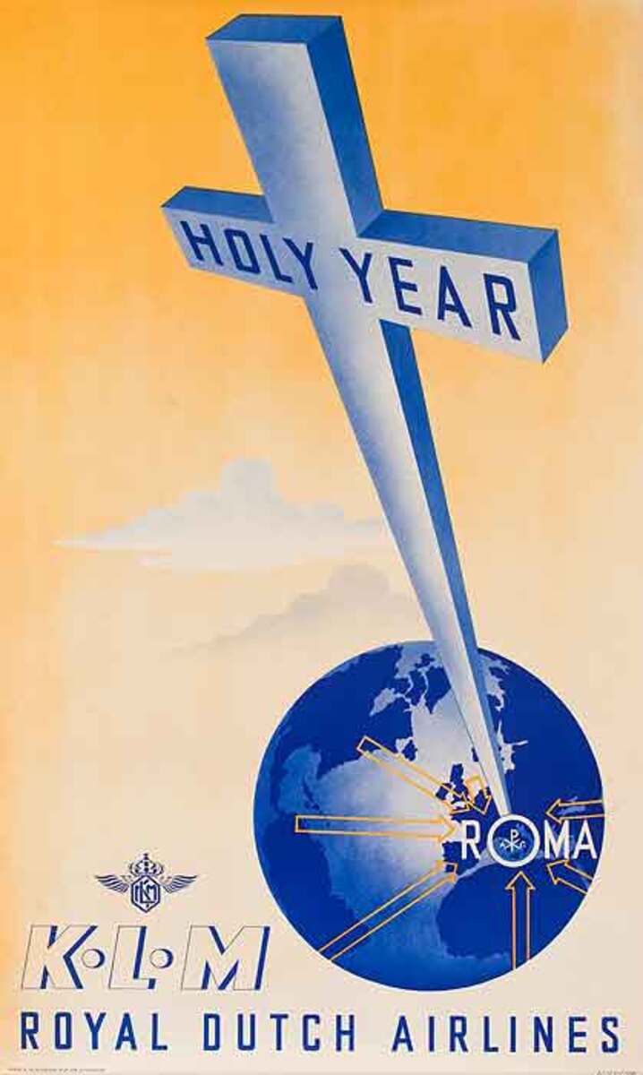 Holy Year KLM Royal Dutch Airlines Original Travel Poster
