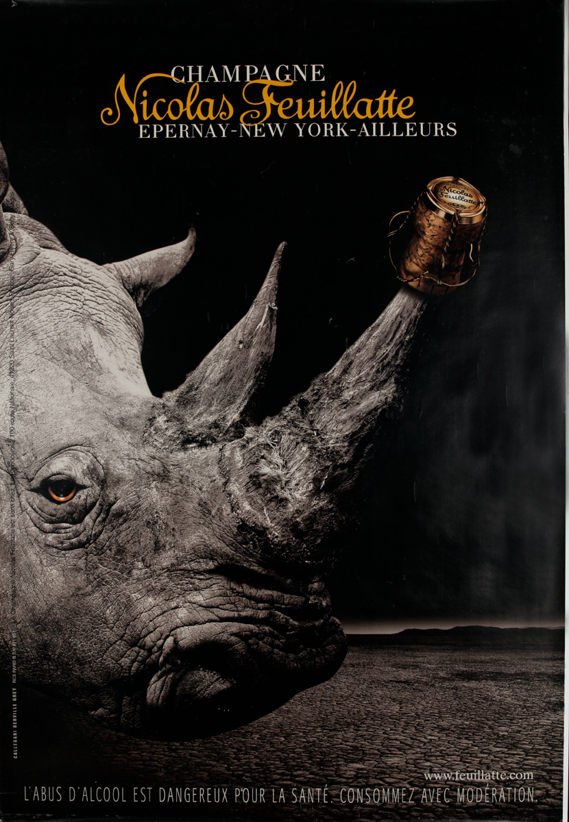 Champagne Nicholas Feuillatte Rhinocerous Original Advertising Poster
